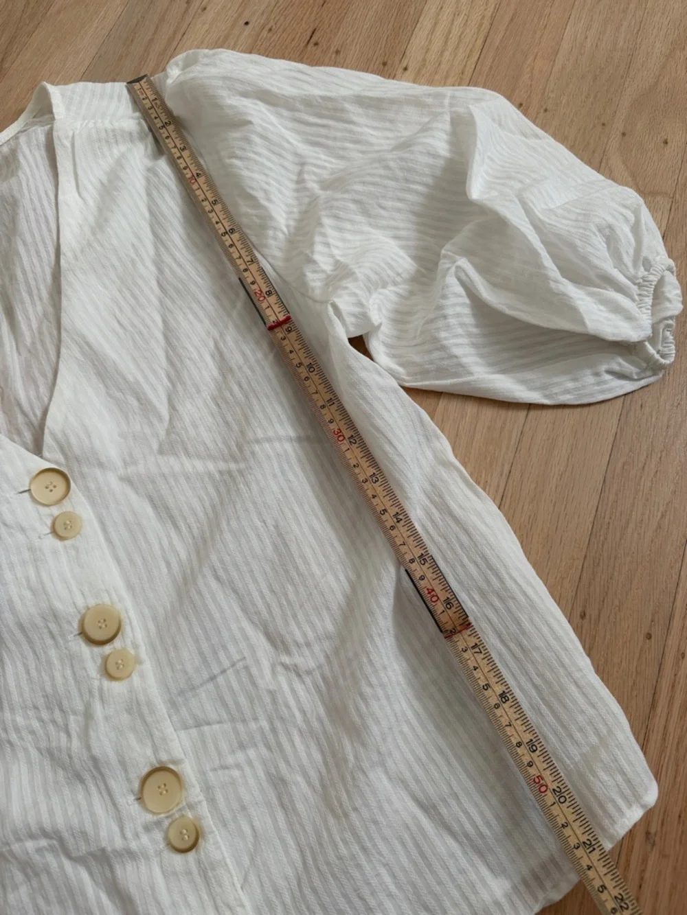 Mango White Minimalist Neutral 3/4 Sleeve Blouse Top Size XS Cottagecore Spring - Picture 9 of 9
